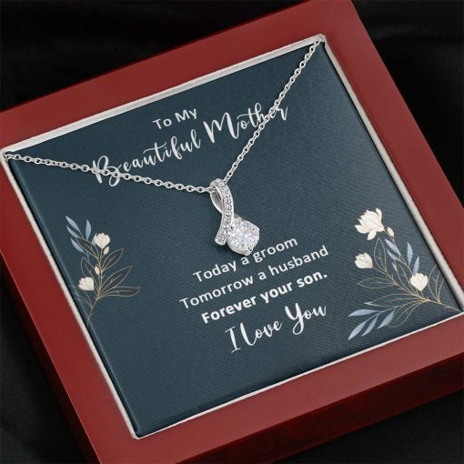 Gearhumans 3D Happy Mothers Day Alluring Beauty Necklace GO260419 ShineOn Fulfillment Mahogany Style Luxury Box