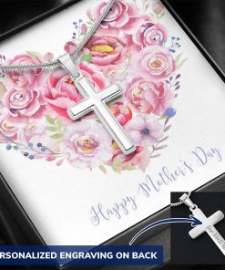 Gearhumans 3D Happy Mothers Day Cross Beauty Necklace Custom Text GO20042125 ShineOn Fulfillment 