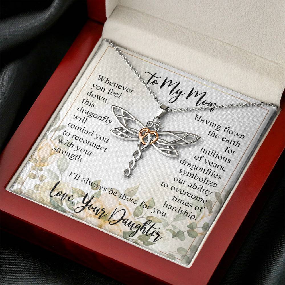 Gearhumans 3D Happy Mothers Day Dragonfly Dreams Necklace 4 Gearhumans 3D Happy Mothers Day Dragonfly Dreams Necklace GO26042113 ShineOn Fulfillment Mahogany Style Luxury Box