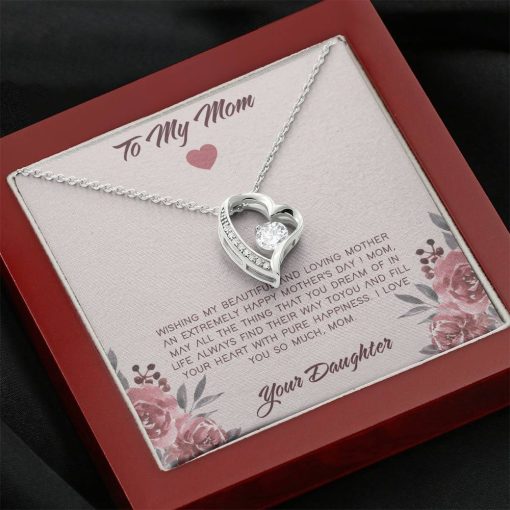 Gearhumans 3D Happy Mothers Day Forever Love Necklace GO23042111 ShineOn Fulfillment Mahogany Style Luxury Box
