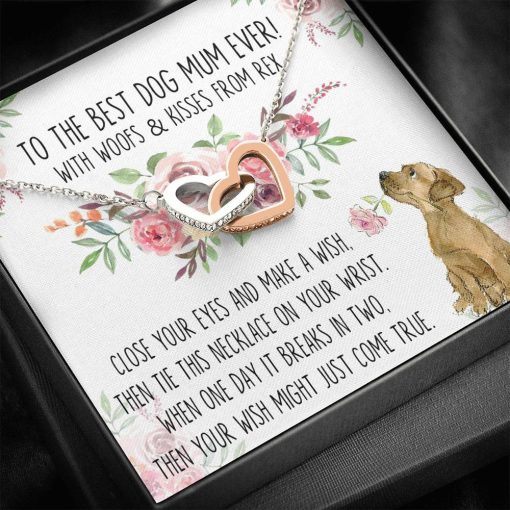 Gearhumans 3D Happy Mothers Day Gift To Dog Mom Interlocking Hearts Necklace GO22042122 ShineOn Fulfillment Standard Box