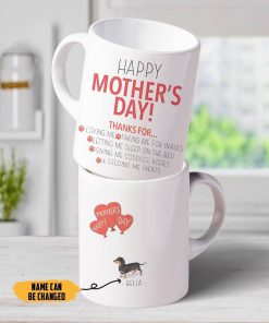 Gearhumans 3D Happy Mothers Day Gift To Dogmom Custom Name Mug Dachshund Dog GO16042124 Mug 