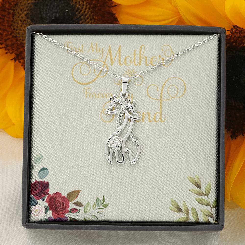 Gearhumans 3D Happy Mothers Day Graceful Love Giraffe Necklace 1 Gearhumans 3D Happy Mothers Day Graceful Love Giraffe Necklace GO22042111 ShineOn Fulfillment 14K White Gold Finish