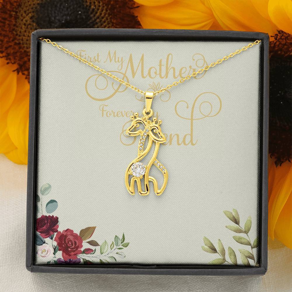 Gearhumans 3D Happy Mothers Day Graceful Love Giraffe Necklace 4 Gearhumans 3D Happy Mothers Day Graceful Love Giraffe Necklace GO22042111 ShineOn Fulfillment 18K Yellow Gold Finish
