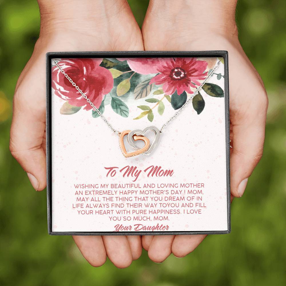 Gearhumans 3D Happy Mothers Day Interlocking Hearts Necklace 2 Gearhumans 3D Happy Mothers Day Interlocking Hearts Necklace GO22042116 ShineOn Fulfillment