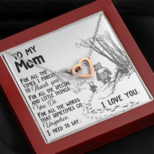 Gearhumans 3D Happy Mothers Day Interlocking Hearts Necklace 9 Gearhumans 3D Happy Mothers Day Interlocking Hearts Necklace GO26042118 ShineOn Fulfillment Mahogany Style Luxury Box