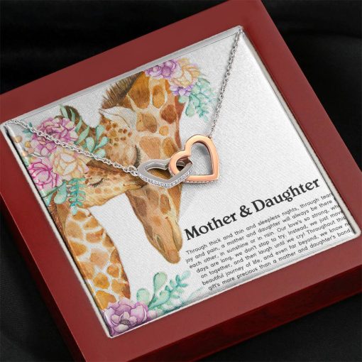 Gearhumans 3D Happy Mothers Day Interlocking Hearts Necklace 9 Gearhumans 3D Happy Mothers Day Interlocking Hearts Necklace Jewelry ShineOn Fulfillment Mahogany Style Luxury Box