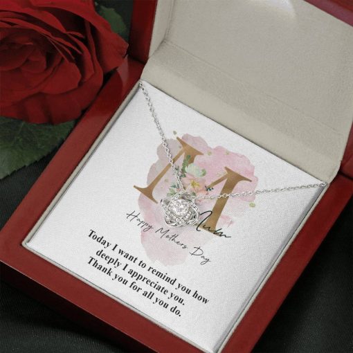 Gearhumans 3D Happy Mothers Day Love Knot Necklace GO20042124 ShineOn Fulfillment Mahogany Style Luxury Box