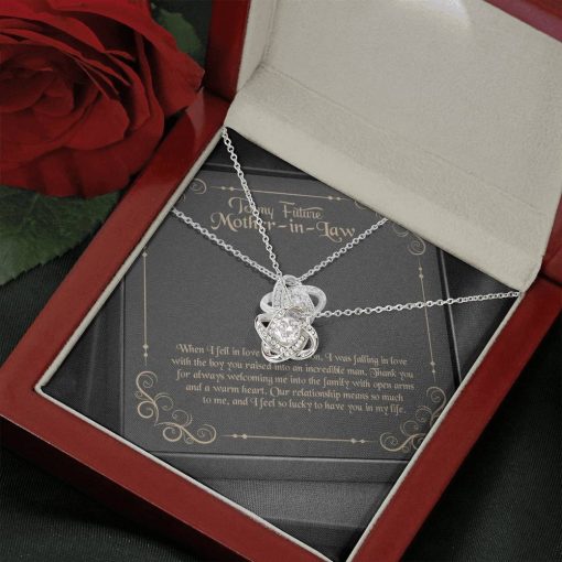 Gearhumans 3D Happy Mothers Day Love Knot Necklace GO22042110 ShineOn Fulfillment Mahogany Style Luxury Box