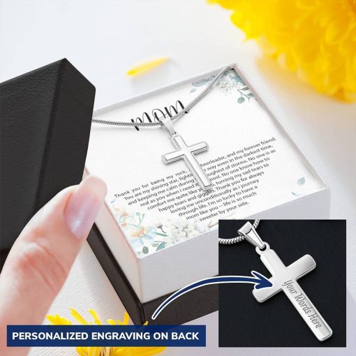 Gearhumans 3D Happy Mothers Day Personalized Cross Necklace GO22042118 ShineOn Fulfillment