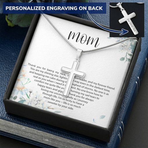 Gearhumans 3D Happy Mothers Day Personalized Cross Necklace GO22042118 ShineOn Fulfillment Standard Box