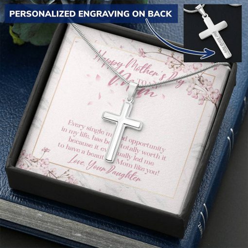 Gearhumans 3D Happy Mothers Day Personalized Cross Necklace 7 Gearhumans 3D Happy Mothers Day Personalized Cross Necklace GS26042122 ShineOn Fulfillment Standard Box