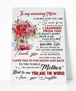 Gearhumans 3D Happy Mothers Day To My Amazing Mom Custom Canvas GO130411 Canvas 1 Piece Non Frame M