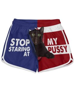 Gearhumans 3D Havana Brown Cat Stop Staring at My Pussy Custom Women Beach Shorts Swim Trunk GV290719 Women Shorts Women Shorts XS
