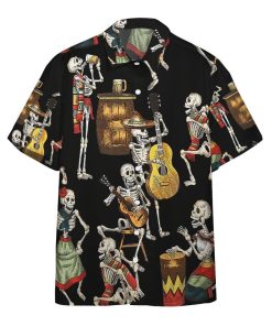 Gearhumans 3D Hawaii Skeleton Dancing Custom Short Sleeve Shirts GW2704217 Hawai Shirt Short Sleeve Shirt S 