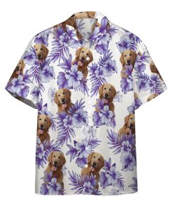 Gearhumans 3D Hawaiian Hibiscus Golden Retriever Custom Short Sleeve Shirt GS05052117 Hawai Shirt Short Sleeve Shirt S