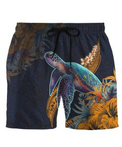 Gearhumans 3D Hawaiian Polynesian Sea Turtle Hibiscus Custom Beach Short GS29062110 Men Shorts Men Shorts S 