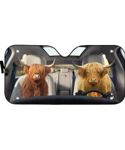 gearhumans 3D Highland Cow Custom Car Auto Sunshade GL23061 Auto Sunshade 57''x27.5'' 