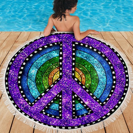 Gearhumans 3D Hippie Custom Round Beach Towel GS2506218 Round Beach Towel