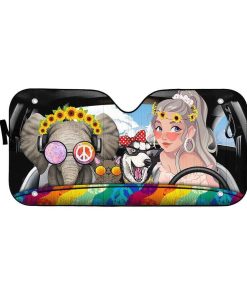 gearhumans 3D Hippie Girl Custom Car Auto Sunshade GV190713 Auto Sunshade 57''x27.5'' 