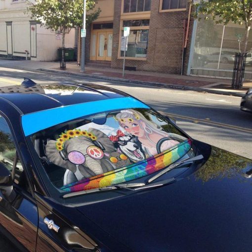 gearhumans 3D Hippie Girl Custom Car Auto Sunshade GV190713 Auto Sunshade
