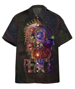 Gearhumans 3D Hippie Magic World In Peace Hawaii Shirt ZB18036 Hawai Shirt Short Sleeve Shirt S 