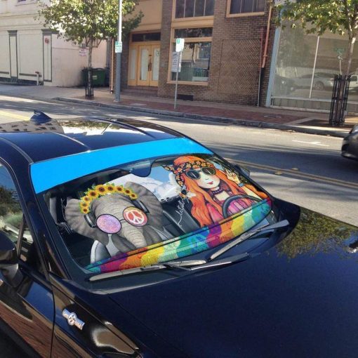 gearhumans 3D Hippie Vibe Custom Car Auto Sunshade GV190712 Auto Sunshade