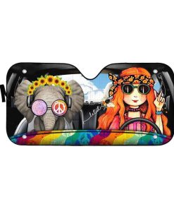 gearhumans 3D Hippie Vibe Custom Car Auto Sunshade GV190712 Auto Sunshade 57''x27.5'' 
