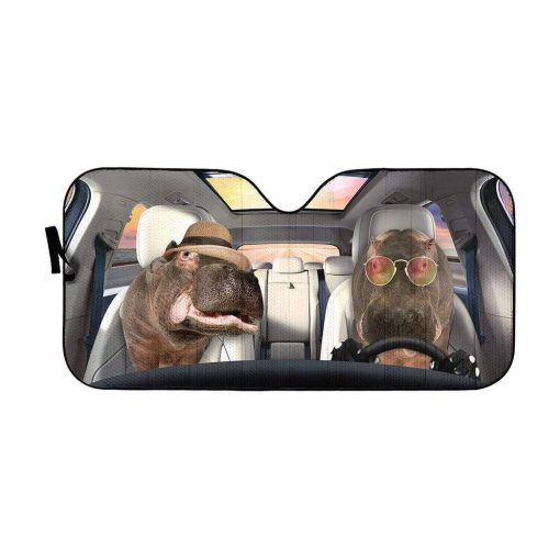 gearhumans 3D Hippo Car Cuto Sunshade GS29067 Auto Sunshade 57''x27.5''