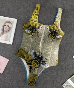 Gearhumans 3D Honey Bee in Dictonary Custom Swimsuit GO07062111 One-piece Swimsuit One-piece Swimsuit S 