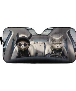 gearhumans 3D Hoodie Chartreux Cats Custom Car Auto Sunshade GV05068 Auto Sunshade 57''x27.5'' 