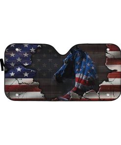 Gearhumans 3D Horse American Flag Custom Car Auto Sunshade GW1606214 Auto Sunshade 57''x27.5'' 