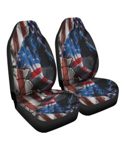 Gearhumans 3D Horse American Flag Custom Car Seat Covers GW16068 Car Seat Covers Car Seat Covers Freesize 