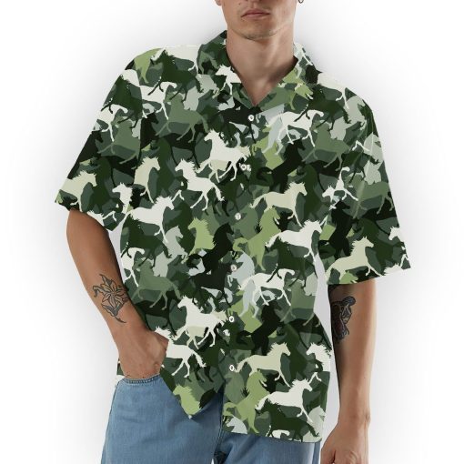 Gearhumans 3D Horse Camo Hawaii Shirt ZZ08045 Hawai Shirt
