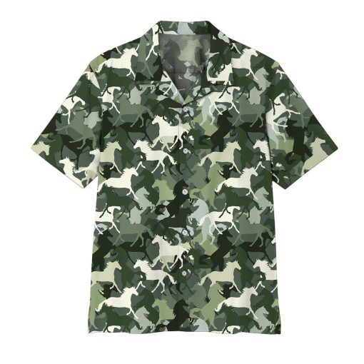 Gearhumans 3D Horse Camo Hawaii Shirt ZZ08045 Hawai Shirt Short Sleeve Shirt S