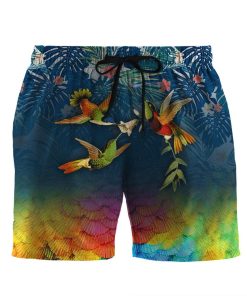 Gearhumans 3D Hummingbird Hawaii Custom Beach Shorts Swim Trunks GS1705214 Men Shorts Men Shorts S 