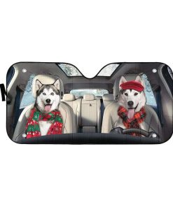 gearhumans 3D Husky Dog Custom Car Auto Sunshade GV01077 Auto Sunshade 57''x27.5'' 