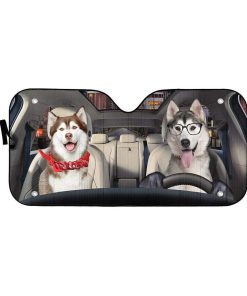 gearhumans 3D Husky Dog Custom Car Auto Sunshade GW18062 Auto Sunshade 57''x27.5'' 