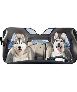 gearhumans 3D Husky Puppies Grow up Custom Car Auto Sunshade GL28076 Auto Sunshade 57''x27.5'' 