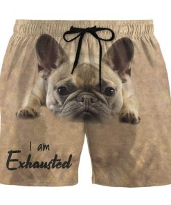 Gearhumans 3D I Am Exhausted Bulldog Custom Summer Beach Shorts Swim Trunks GV16067 Men Shorts Men Shorts S 