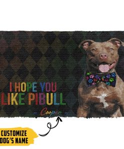 Gearhumans 3D I Hope You Like Pitbull Custom Name Doormat GO28052116 Doormat Doormat S(15,8inchx23,6inch) 