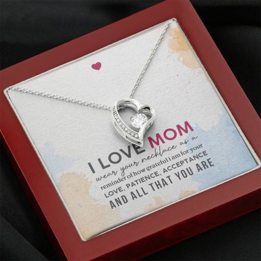 Gearhumans 3D I Love Mom Happy Mothers Day Forever Love Necklace GS23042110 ShineOn Fulfillment Mahogany Style Luxury Box