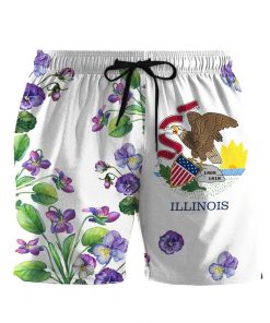 Gearhumans 3D Illinois Flag Viola sororia Custom Beach Shorts Swim Trunks GS1205217 Men Shorts Men Shorts S 