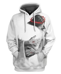 Gearhumans 3D In The Arms Of Jesus Custom Tshirt Hoodie Apparel GW19041 3D Apparel Hoodie S 