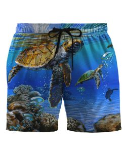 Gearhumans 3D In The Ocean Turtle Custom Beach Short GS08072125 Men Shorts Men Shorts S 