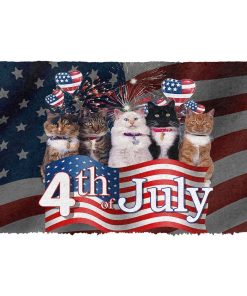Gearhumans 3D Independence Day Cats We Love America Custom Doormat GW2806218 Doormat Doormat S(15,8inchx23,6inch) 