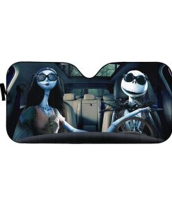 gearhumans 3D Jack Skellington And Sally Halloween Custom Car Auto Sunshade GV20085 Auto Sunshade 57''x27.5'' 