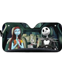 gearhumans 3D Jack Skellington Family Halloween Custom Car Auto Sunshade GV20084 Auto Sunshade 57''x27.5'' 
