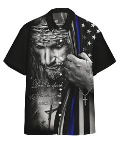 Gearhumans 3D Jesus Christ Blue Line Flag Custom Short Sleeve Shirt GW04052123 Hawai Shirt Short Sleeve Shirt S