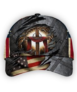 Gearhumans 3D Jesus Cross US Flag Custom Classic Cap GW26047 Cap Cap 